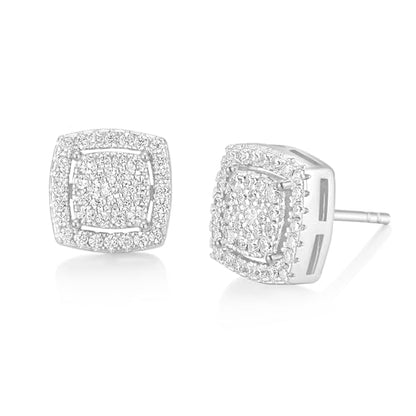 Silver Stud Earrings for Men Women 5A Cubic Zirconia Square Earrings Dainty Sterling Silver Post Hypoallergenic