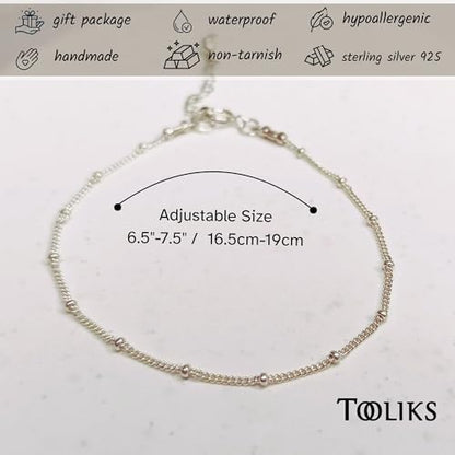 Sterling Silver Chain Bracelets for Women - Dainty 925 Silver Adjustable Bracelets, Minimalist Layering Jewelry, Stackable Chain Styles - style: A1