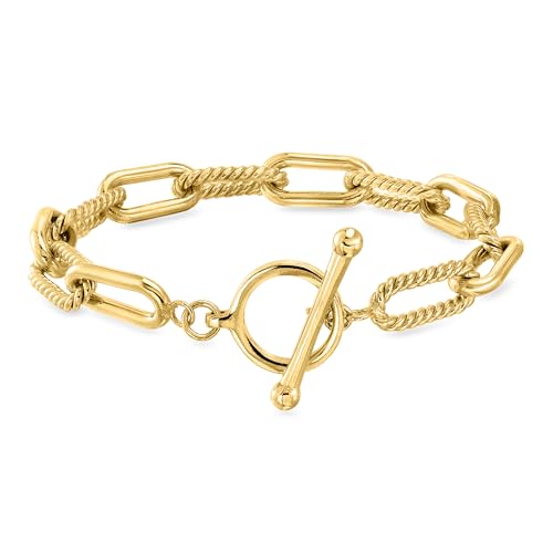 Ross-Simons 14kt Yellow Gold-Plated Paper Clip Link Toggle Bracelet