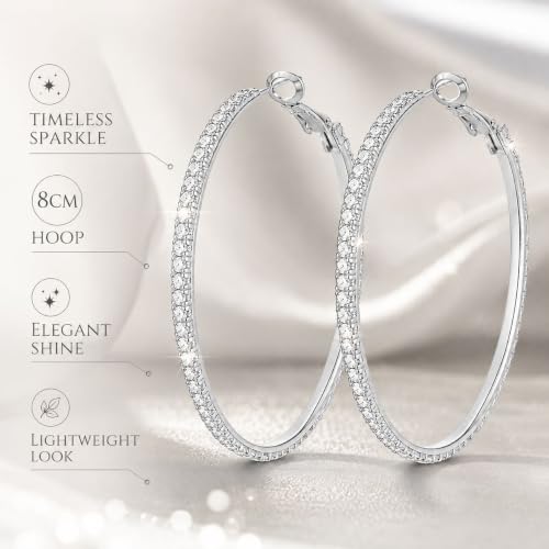Big Chunky Gold Hoop Earrings for Women Beaded Large Statement Earrings Lightweight Fashion Jewelry Daily Wear Party Gift - color: E5:Silver 8cm