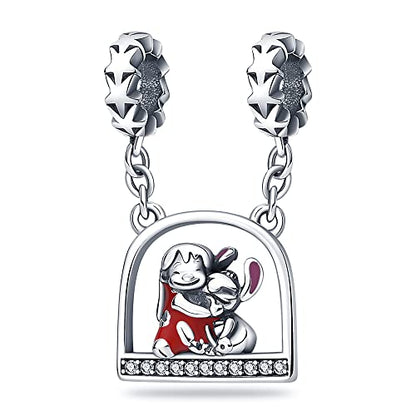 925 Sterling Silver Charms for Bracelets and Necklaces Beads Charms Jewelry Gift for Women - color: Girls and Their Cute Pets