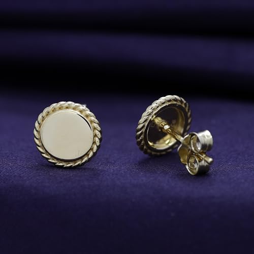 AFFY 14K Gold Plated 925 Sterling Silver Plain Minimalist dainty Stud Earrings Jewelry For Her Women Birthday Gift - color: Rope