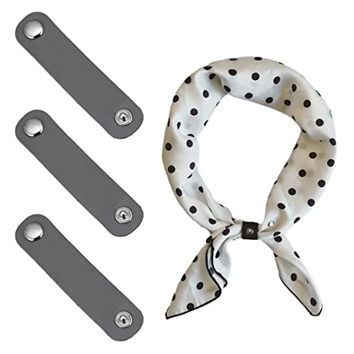 5 Pcs Leather Scarf Clasp Clips Bandana Ring Buckle Multipurpose Luggage Tags Name Label Clothing Accessories - color: Gray