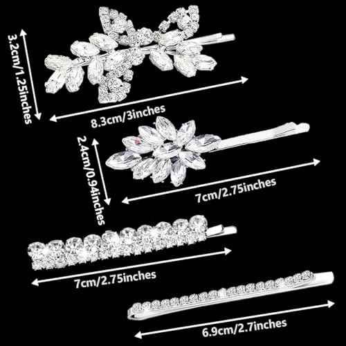 7 Pieces Crystal Leaf Hair Clips Elegant Rhinestone Leaf Wedding Hairpin Bridal Hairpins Delicate Hair Accessories for Girls Women