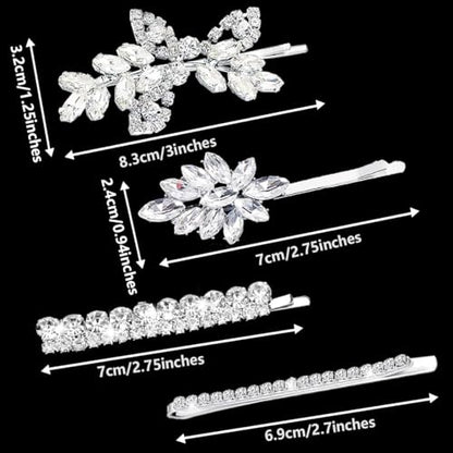 7 Pieces Crystal Leaf Hair Clips Elegant Rhinestone Leaf Wedding Hairpin Bridal Hairpins Delicate Hair Accessories for Girls Women