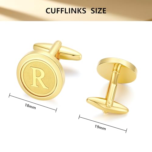 GWD Initial Cufflinks for Men Classic Cuff links Mens Letter Shirts CuffLinks Wedding Gift - color: R