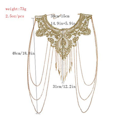Gold Fine Chain Flower Lace Bikini Body Chain Necklace Jewelry for Women