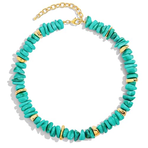 Colorful Irregular Beaded Necklace for Women Resin Jewelry Gift | Trendy Statement Bead Choker Necklaces Summer Beach Boho Charm Accessories Stuff - color: Turquoise