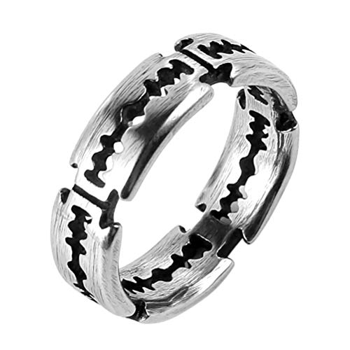 HZMAN Men's Punk Stainless Steel Silver Gothic Double Edge Blades Ring Bands
