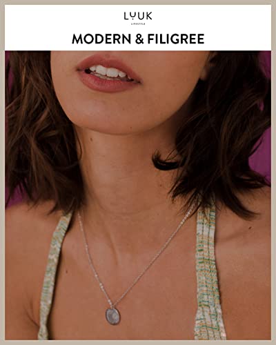 LUUK LIFESTYLE Stainless steel necklace with pendant and HAPPINESS card, 20” adjustable length, lucky charm, friendship chain, Valentine's Day gift, birthday, women's jewelry, silver, gold, rosegold - color: Silver, size: Dandelion