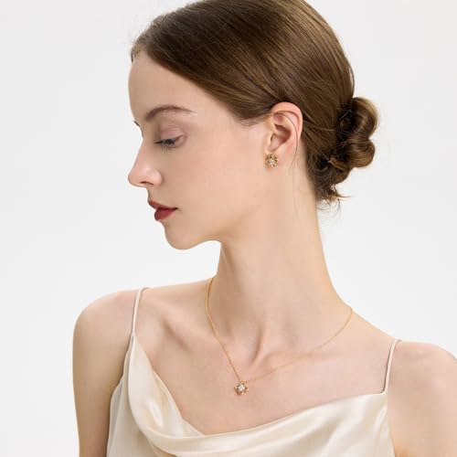 COBI T Bar Necklace for Women, Circle Pendant Necklaces,Gold Tone Finished Four Leaf Clover | Link Chain Necklace with T-Bar Charm, Adjustable 17"/18"+2" Jewelry Gift - color: Gold, style: Four Leaf Clover