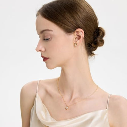 COBI T Bar Necklace for Women, Circle Pendant Necklaces,Gold Tone Finished Four Leaf Clover | Link Chain Necklace with T-Bar Charm, Adjustable 17"/18"+2" Jewelry Gift - color: Gold, style: Four Leaf Clover