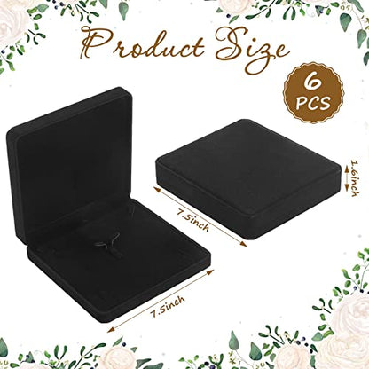 6 Pcs Velvet Jewelry Set Box Jewelry Display Case Earring Ring Bracelet Necklace Gift Box Pearl Necklace Storage Case for Mother's Day Wedding Travel Anniversary(Black) - color: Black