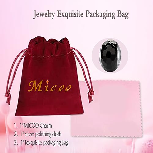 MICOO 925 Sterling Silver Charms for Bracelets,Fashion DIY Dangle Pendants Beads Simulated Birthstone Charms,Birthday Gifts for Women - color: 1Dark Charms