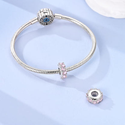 925 Sterling Silver Charms for Bracelets and Necklaces Beads Jewelry Charms for Women - color: Pink Teardrop CZ Rubber Stopper Clip