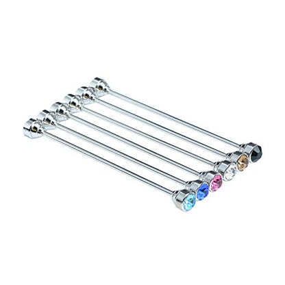 Sparkling Czech Crystal Stone Collar Bar Tie Necktie Pins Shirt Collar Stud Bar for Men with Gift Box - color: 6PCS Silver