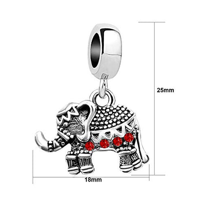 KunBead Elephant Birthstone Dangle Bead Birthday Charms Compatible with Pandora Bracelet for Women - color: July