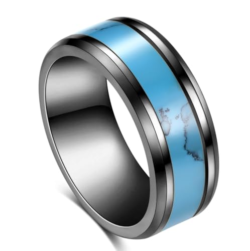 MYNENEY Retro Vintage Stone Rings for Men Turquoise Rings Stainless Steel - color: Classic B