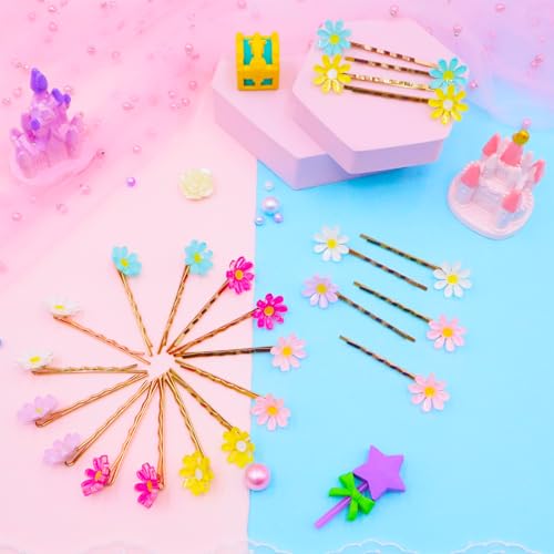PinkSheep Bobby Pins, 24PCS, Flower Hair Clips for Girls, Women & Kids - Hair Accessories Metallic Finish - Non Slip - Versatile for Weddings, Prom, Birthdays - With Box