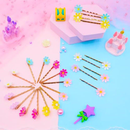 PinkSheep Bobby Pins, 24PCS, Flower Hair Clips for Girls, Women & Kids - Hair Accessories Metallic Finish - Non Slip - Versatile for Weddings, Prom, Birthdays - With Box