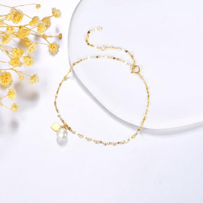 14K Gold Pearl Bracelet for Women,Lip Chain Pearls Link Bracelets Anniversary Christmas Mother’s Day Jewelry Gift for Mom Wife Her - style: style1-white pearl