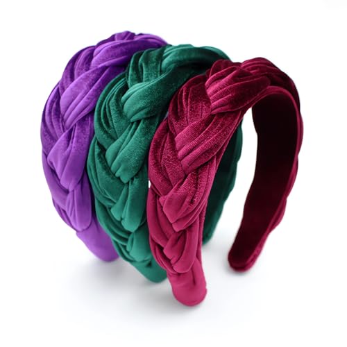 Headbands for Women Braided Headbands Velvet Padded Hairbands Cute Hair Accessories for Women Girl - color: Beige