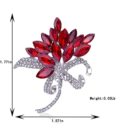 seven wolves Women's Austrian Crystal Brooch Wedding Flower Leaf Bouquet Brooch - color: 1-Red Purple