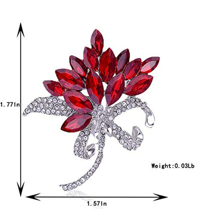 seven wolves Women's Austrian Crystal Brooch Wedding Flower Leaf Bouquet Brooch - color: 1-Red Purple