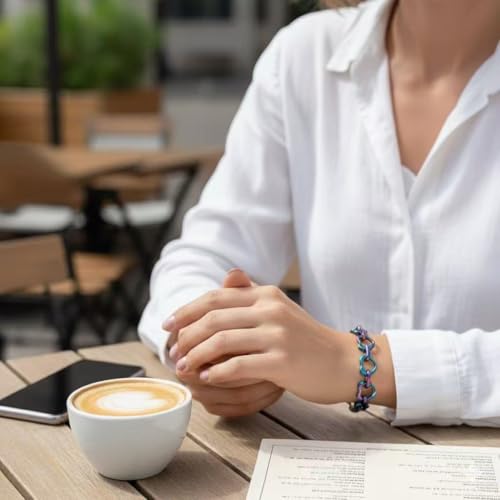 mnmoom Heart Bracelets for Women Stainless Steel with Rose gold, gold plating Heart links bracelets - color: Magic