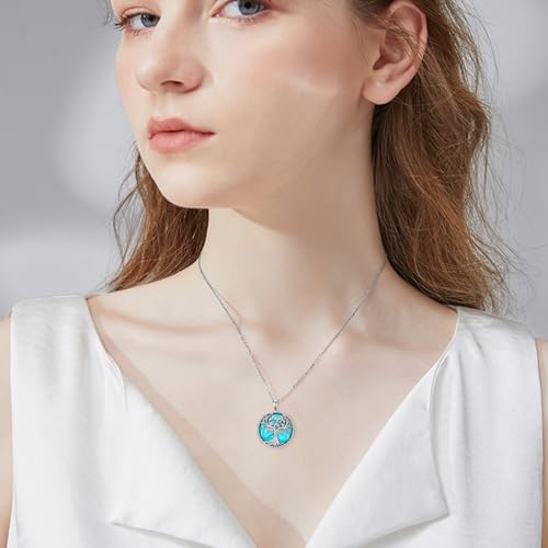 Tree of Life Turquoise Necklace 925 Sterling Silver Genuine Turquoise Necklace Western Nature Gemstone Turquoises Jewelry Gifts for Women