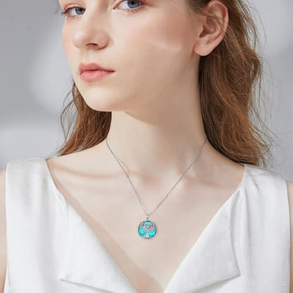 Tree of Life Turquoise Necklace 925 Sterling Silver Genuine Turquoise Necklace Western Nature Gemstone Turquoises Jewelry Gifts for Women