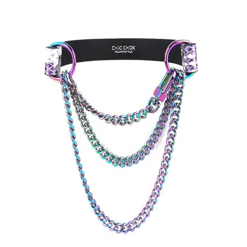 Breathless Choker Necklace Genuine Leather Choker Collar Slip Chain Necklace for Women Men - size: Medium