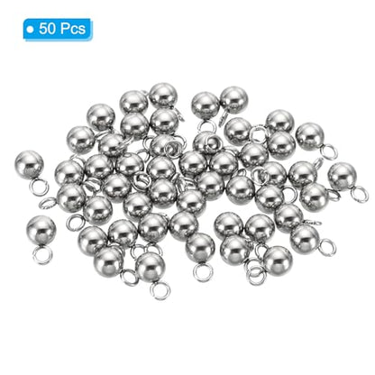 PATIKIL 50pcs Steel Bead Charm, Stainless Steel Ball Bracelet Charm Pendants Metal Round Beads Small Bulk for Jewelry Making - color: Silver Tone, size: 6mm