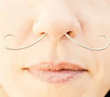 Longita Septum Rings Septum Jewelry 16g 18g Septum Ring Septum Piercing 20g Horseshoe Earring Hoop Lip Ring Silver Black Gold - color: 6pcs silver-81