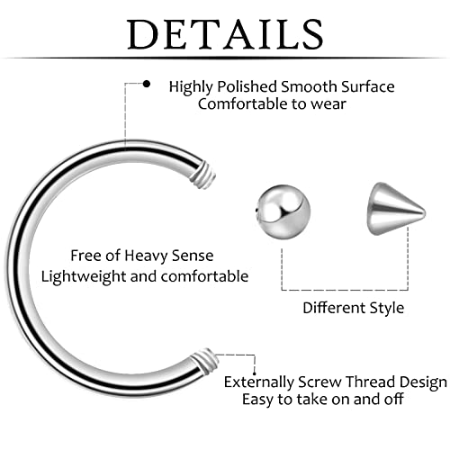 ONESING 53-80 Pcs Septum Rings 16g, Septum Rings for Women Septum Piercing Jewelry Horseshoe Nose Hoop Rings Lip Tragus Cartilage Earrings Stainless Steel Body jewelry 10mm - color: MixcolorB-65 Pcs