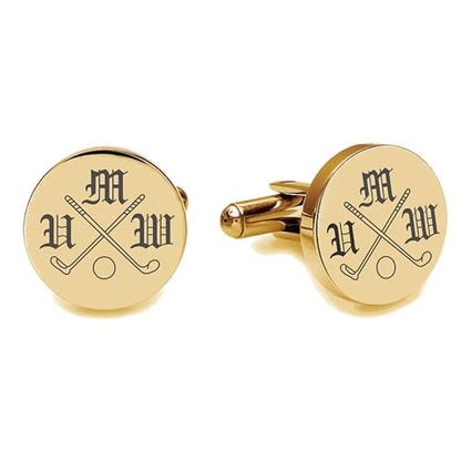Personalized Gold Cufflinks For Golfers Engraved Free - Custom Golf Gift - Father's Day | Free Engraving Ships From USA