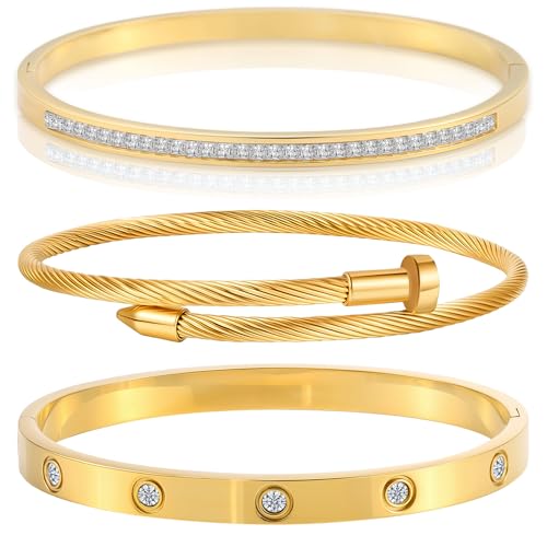 Camhanno Stackable Silver Bracelets for Women Stainless Steel Love & Friendship Bangle, Mothers Day Valentines Birthday Christmas Jewelry Gifts for Mom Her Wife Grandma - style: Style 1