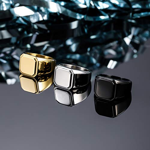 MeMeDIY Personalized Engraved Initial Monogram Signet Ring for Men Women Customize Stainless Steel Wedding Letter Rings Jewelry Bundle with Ring Size Adjusters - color: C2: Gold - Initial Name