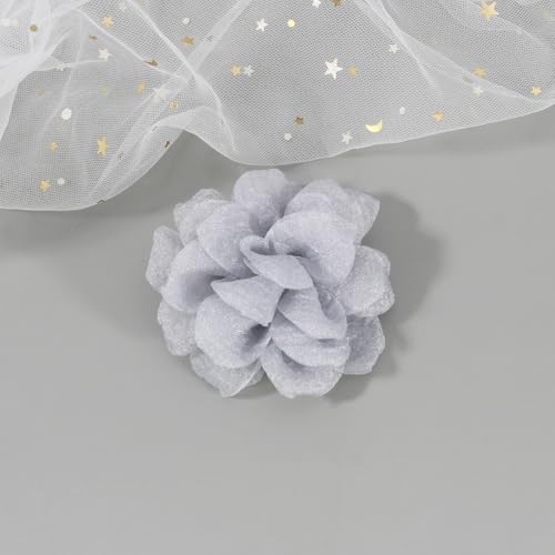 Rose Flower Brooches and Clips for Women | Light Gray Brooches with Hair Clip | Lapel and Hat Pins, 3.1 Inches - color: Light Gray