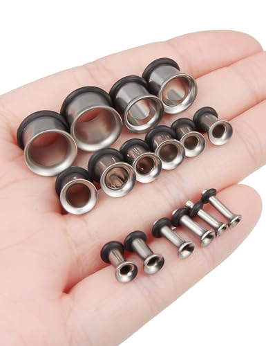 Jenxnjsjo 14g to 7/8in Ear Gauges Plugs Tunnels Taper Earrings Stretching Expander Kit Set for Women Men - color: 103: Single Flare, Surgical Steel, size: 12g to 00g (8 sizes)