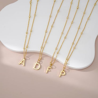 Initial Necklace for Women 14K Gold Silver Dainty Letter Necklace | Personalized Monogram Name Charm Pendant, Simple Bead Chain, Trendy Jewelry Gift, Non Tarnish - style: D