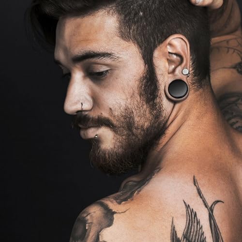 Pierced Owl - Natural Black Obsidian Stone Double Flared Plug Gauges, Sold as a Pair - style: 19mm (3/4")