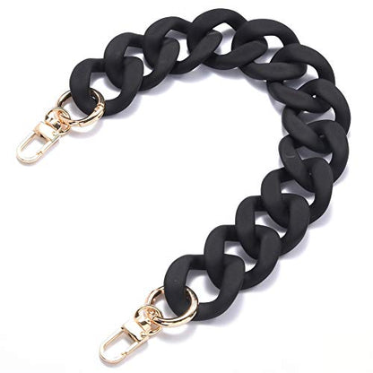 AUMEY Large Flat Chain Strap - Acrylic Luxury Handbag Strap Fashionable Replacement Purse Clutches Handles for DIY Crafts, 15.7 inch of Each … (02- Black) - color: 02- Black