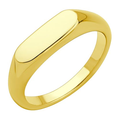 555Jewelry Stainless Steel Solid Plain High Polish Round Signet Ring for Men - color: Oval Gold