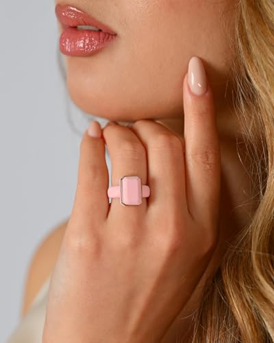Rinfit Emerald Silicone Ring with Stainless Steel Frame - color: Pack H - Pink / Metal Rose Gold