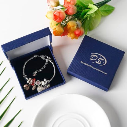 DS Charm Bracelets for Girls Adjustable Silver Stainless Steel Gift Box | Cute Cartoon Charms,Friendship Jewelry,Birthday Gifts,Teen Kid Fit, Tarnish Resistant,Stackable Trendy Daily Wear - style: Silver-beetle