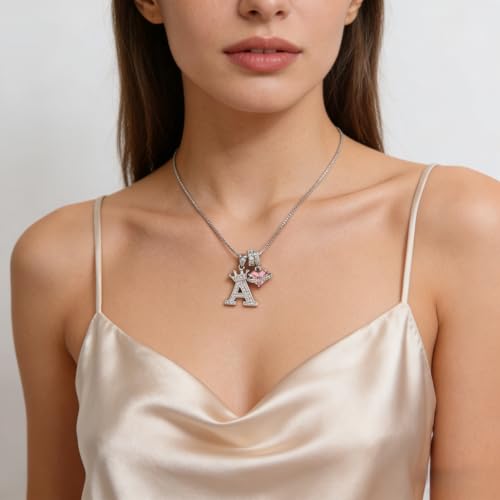 18K Gold & Silver Plated Initial Necklaces for Women - color: A-Silver