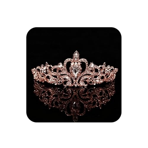 COCIDE Tiara Crystal Crowns Princess Rhinestone Crown with Combs Bride Headbands Bridal Wedding Prom Birthday Party Hair Accessories Jewelry for Women Girls (Rose Gold) - color: TE Rose Gold+Clear