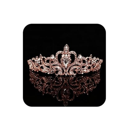 COCIDE Tiara Crystal Crowns Princess Rhinestone Crown with Combs Bride Headbands Bridal Wedding Prom Birthday Party Hair Accessories Jewelry for Women Girls (Rose Gold) - color: TE Rose Gold+Clear