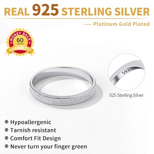 ChicSilver 925 Sterling Silver Ring Customizable Sandblast Finish/Multi-Faceted Ring Wedding Band Comfort Fit Size 4-12 - color: Sandblast Finish